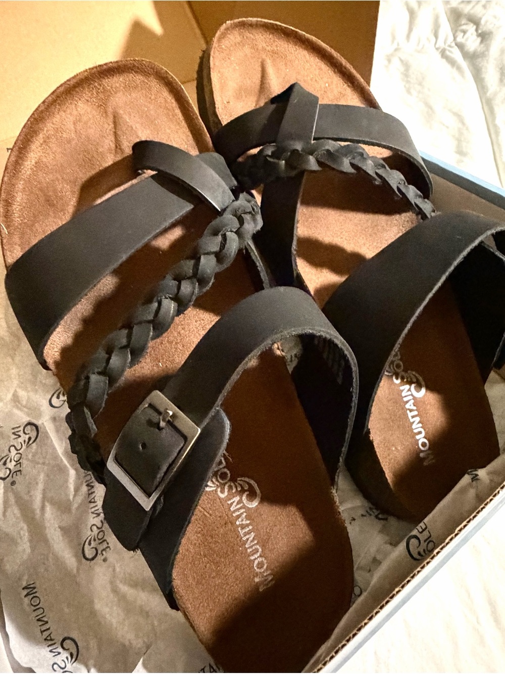 Women's Black Braided-Strap Buckle Sandals 9